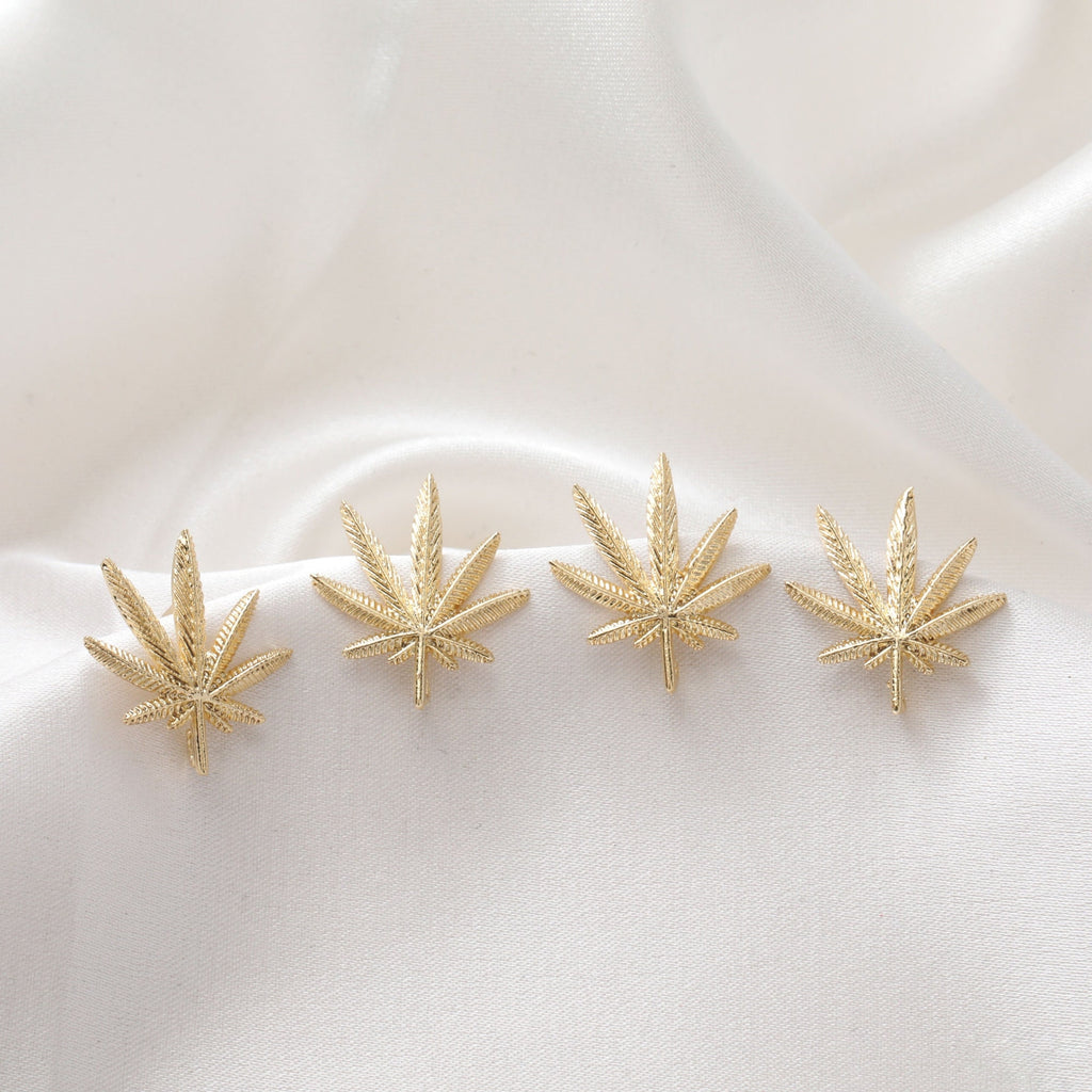 Gold/Silver Maple leaves Earring Post With Loop, S925 Silver Ear Pin Nickel Free Earrings, Hypoallergenic Earring Findings JJ020