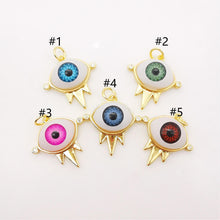 Load image into Gallery viewer, Evil Eye Charm, 18K Gold Plated Evil&#39;s Eye Pendant, 20x20mm, Bracelet Necklace Earring Making Charm, Jewelry Findings S911