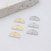 Load image into Gallery viewer, 10pcs Half Circle Connector with 2 holes, 14K Gold Plated, Semi-Circle Connectors, 21*11mm Jewelry Findings ZZ090-D0005