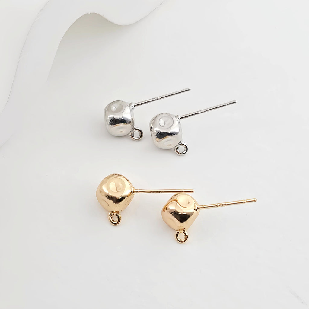 Stone Ear Post With Loop, S925 Silver Ear Pin Nickel Free Earrings, Gold/Silver Ear Stud, Hypoallergenic Earring Findings ZX267