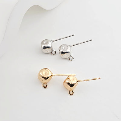 Stone Ear Post With Loop, S925 Silver Ear Pin Nickel Free Earrings, Gold/Silver Ear Stud, Hypoallergenic Earring Findings ZX267