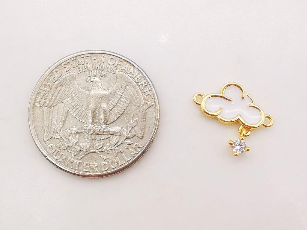Dainty Cloud Starfish Connector, Enemal Micro CZ Pave Clouds Pendant, 18K Gold Plated, Bracelet Making Charm, Jewelry Findings S190