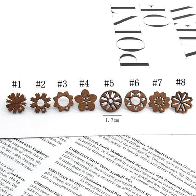 10PCS Wooden Flower Studs Collection, Geometric Wooden Earring Findings, Nickel Free, Earring Finding MY019-JT001