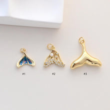 Load image into Gallery viewer, Fishtail Pendant, Enamel Marine Life Charms, Gold Plated Fishtail Charms, Bracelet Making, Jewelry Findings S1331