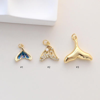 Colgante de cola de pez, dijes de vida marina esmaltados, dijes de cola de pez chapados en oro, fabricación de pulseras, accesorios de joyería S1331