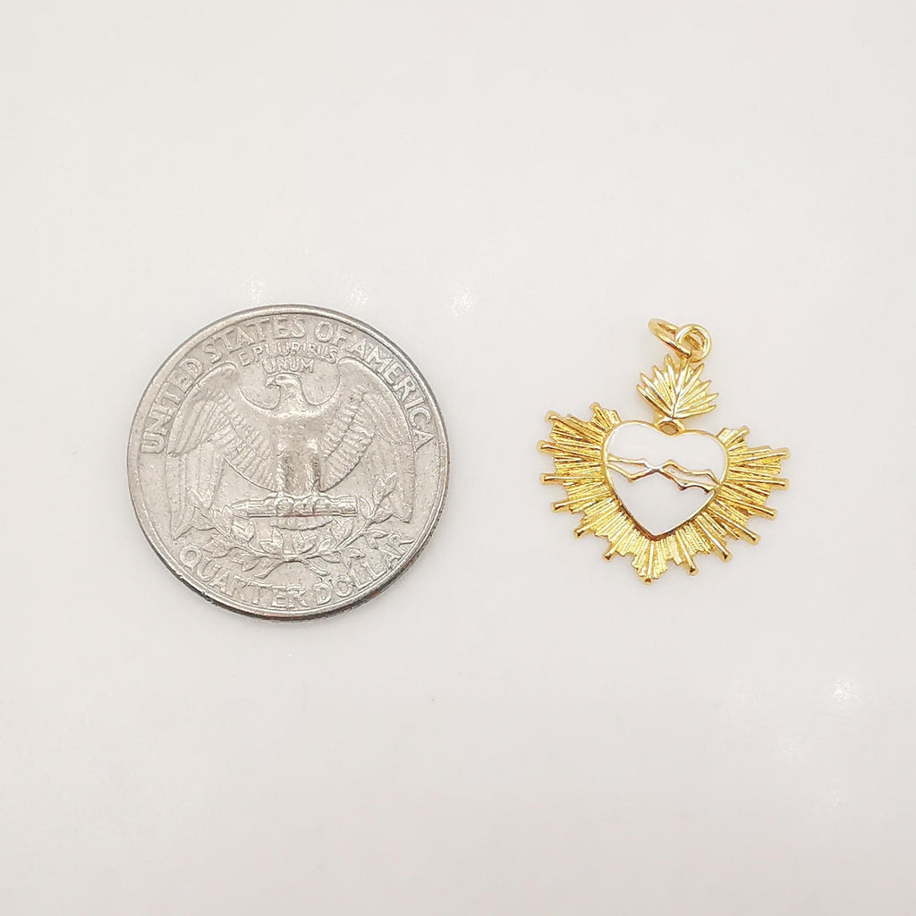 Dainty Enamel Love Charm, 18K Gold Plated Necklace Making Pendant, Heart Pendant, 20m, Jewelry Findings S20230