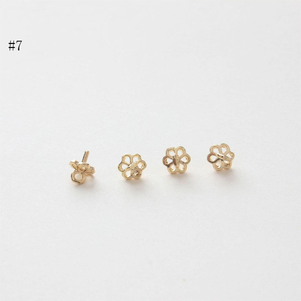 10pcs 14K Gold Plated Peg Bail Caps, Half Drilled Bead Caps, Pearl Bead Caps, Jewelry Making GZ213-ZX7025