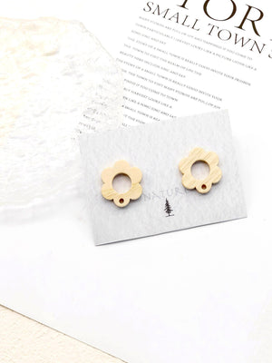4PCS Wood Earrings, Flower Type Wooden Earrings for women, Reclaimed Ash Wood, Nickel Free, Geometric Statement Earrings Finding JT911