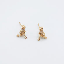 Load image into Gallery viewer, Cute Cat Earring Post, 18K Gold, S925 Silver Pin Nickel Free Earrings, Kitty Earring Animal Head Ear Stud with Loop ZX095