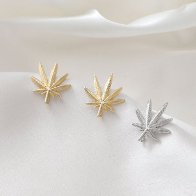 Gold/Silver Maple leaves Earring Post With Loop, S925 Silver Ear Pin Nickel Free Earrings, Hypoallergenic Earring Findings JJ020