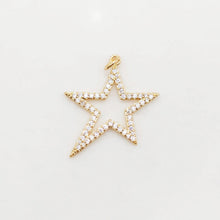 Load image into Gallery viewer, Openwork Star Charms, Pave Cubic Star Pendant, 25mm, 18K Gold Plated, Necklace charms, Jewelry Findings S20395