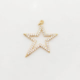 Openwork Star Charms, Pave Cubic Star Pendant, 25mm, 18K Gold Plated, Necklace charms, Jewelry Findings S20395