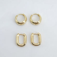 Load image into Gallery viewer, Gold Ear Hoops, C Shape, Round, U Shape, 18K Gold Plated Leverback Earrings, Huggie Hoops Earring S20388-D0574
