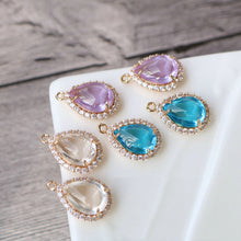 تحميل الصورة إلى عارض المعرض، 10 قطع - دلايات كريستال صغيرة على شكل دمعة، مطلية بالذهب/الفضة عيار 14 قيراطًا، مقاس 15×20 مم، قطع مجوهرات HL076-F120