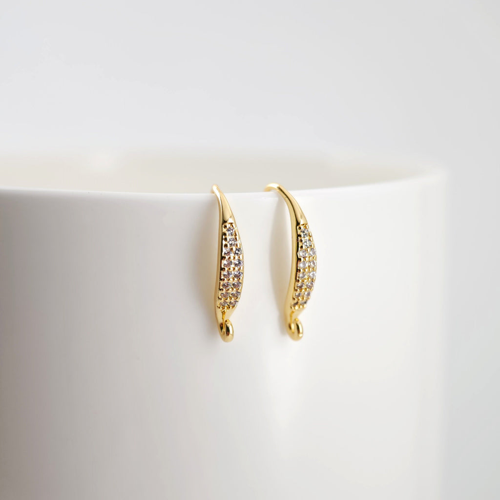 18K Gold Plated Ear Wires, Cubic Pave Earring Hooks, Nickel Free, Fish Hooks, Ear Wires for Jewelry Making D0141
