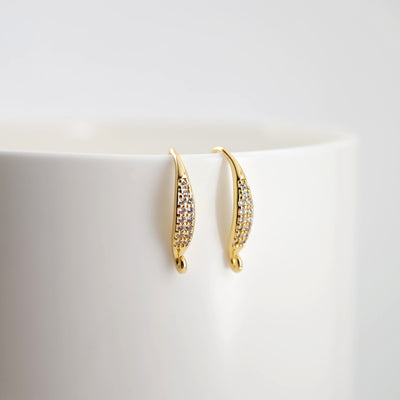 18K Gold Plated Ear Wires, Cubic Pave Earring Hooks, Nickel Free, Fish Hooks, Ear Wires for Jewelry Making D0141