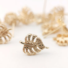 Load image into Gallery viewer, 10pcs Gold leaves Earring Post With Loop, S925 Silver Ear Pin Nickel Free Earrings, Ear Stud Loop, Hypoallergenic Earring Findings Z043