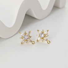 تحميل الصورة إلى عارض المعرض، أقراط على شكل زهرة من الزركونيا المكعبة، مطلية بالذهب مع حلقة، مضادة للحساسية، أدوات يدوية الصنع، لوازم صنع الأقراط بنفسك D0260