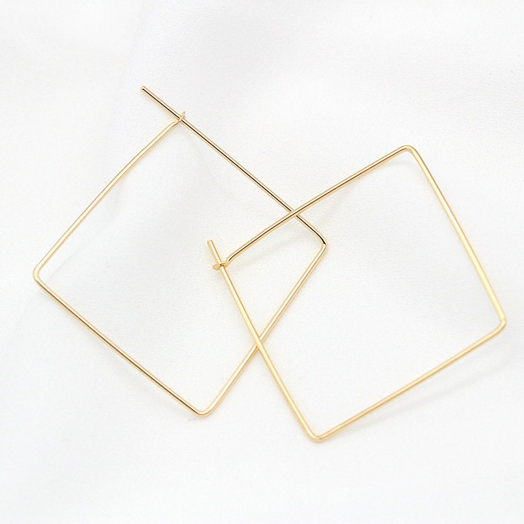 20pcs- 14K Gold Plated Square Hoop Earring Finding, 40mm, Nickel Free Square Earring Hoops, DIY Earring Charms, Earring Making Findings Z027