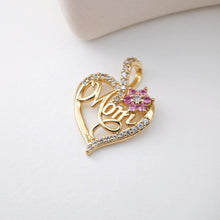 Load image into Gallery viewer, Gold LOVE Mama Pendant, Mom Pave Charm, 18K Gold Plated Brass, Necklace Making Charm, Jewelry Findings S1129