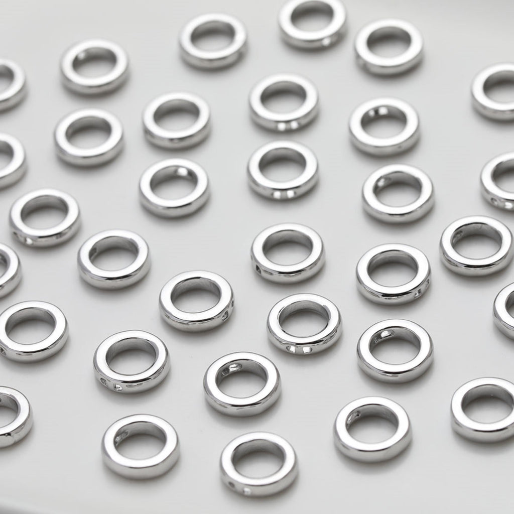 Gold Plated Circle Pendant , 9mm, 2 holes, Nickel Free Circle Charm, Circle Connectors, DIY Jewelry Making Findings GZ510