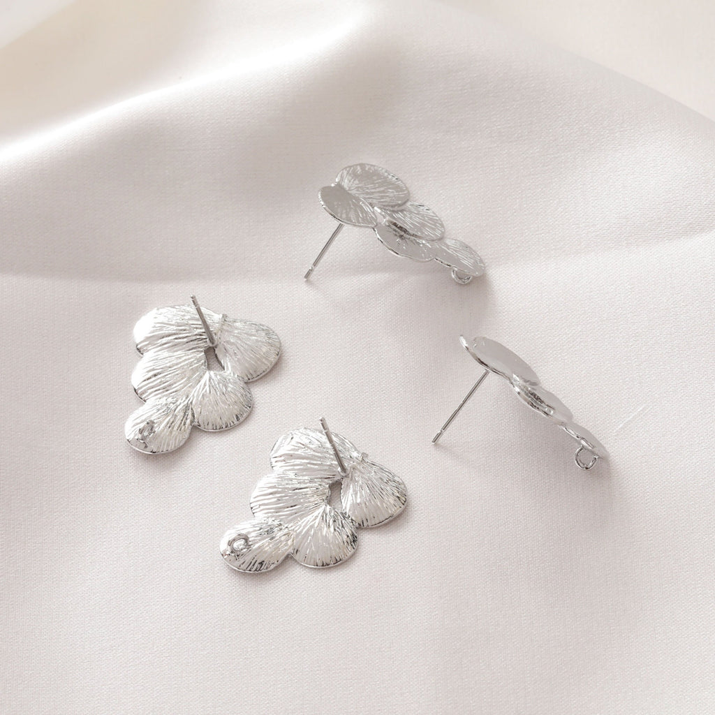 Leaf Post with Loop, Gold/Matte Gold/Silver, S925 Silver Pin Nickel Free Earrings, Hypoallergenic Earring Findings JJ028-D