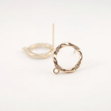 Load image into Gallery viewer, 4PCS Circle Ear Post with Loops, S925 Silver Ear Pin Nickel Free, Micro CZ Pave, 15mm, 18K Gold Plated Circle Stud Earring Finding ZX025