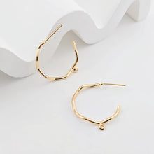 Load image into Gallery viewer, C Shape Earrings Post With Loop, Twig Bending Style Post Earring, 18K Gold Nickel Free, Hypoallergenic Earring Findings ZX287