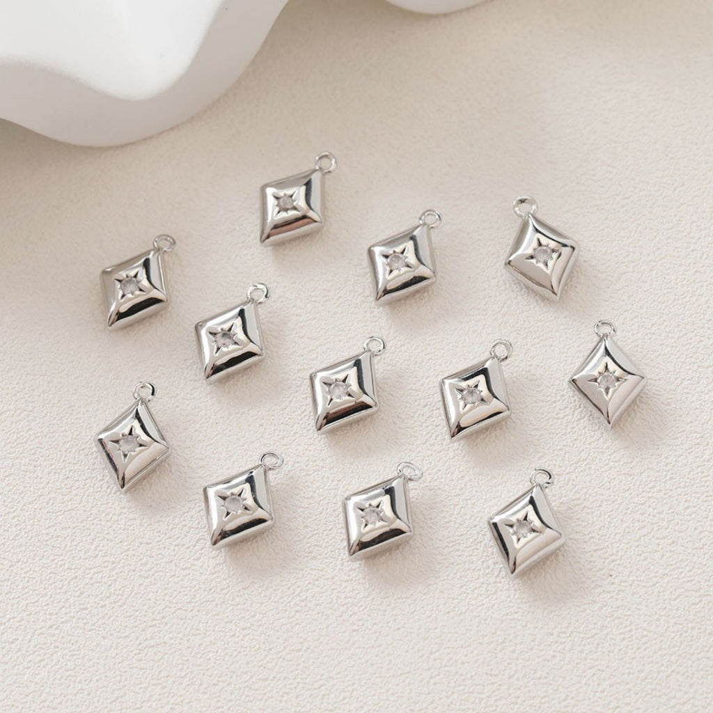 Dijes de estrella, luna, concha, triángulos, colgante de pavé cúbico de cristal, chapado en oro de 14 quilates, fabricación de collares, accesorios de joyería GZ407