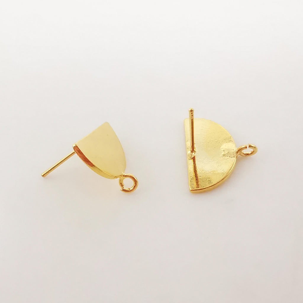 10pcs Gold Semicircle Earring Post With Loop, S925 Silver Needle Nickel Free Earrings, Ear Stud Loop, Hypoallergenic Earring Findings Z068