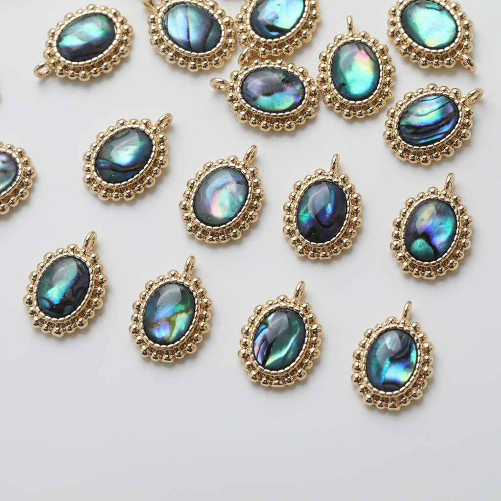 Colgante de concha ovalada, concha negra, dije de concha blanca, dije de concha bohemio, accesorios para joyería de concha ovalada GZ771