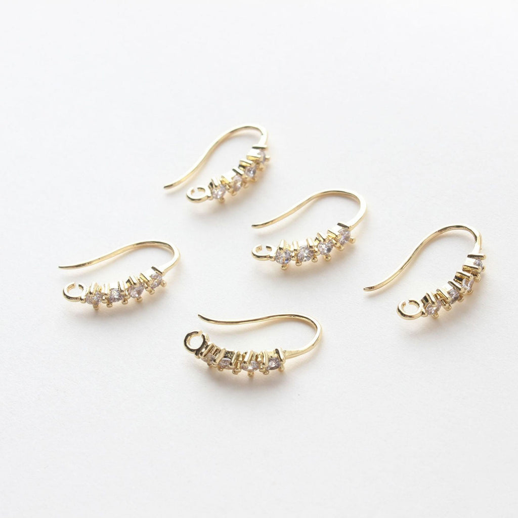14K Gold Plated Ear Wires, Cubic Pave Earring Hooks, Nickel Free, Fish Hooks, Ear Wires for Jewelry Making BB020