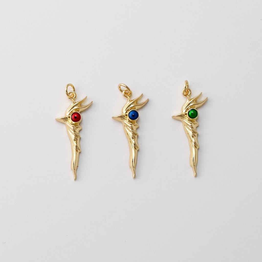 Scepter Pendant, Woodpecker Charms, Enamel Animal Charms, 18K Gold Plated Birds Pendants, For Necklace Making, Jewelry Findings S1434