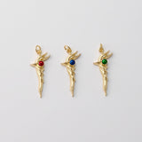 Scepter Pendant, Woodpecker Charms, Enamel Animal Charms, 18K Gold Plated Birds Pendants, For Necklace Making, Jewelry Findings S1434