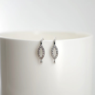 18K Gold Plated Ear Wires, Oval Cubic Pave Earring Hooks, Nickel Free, Fish Hooks, Ear Wires for Jewelry Making D0139