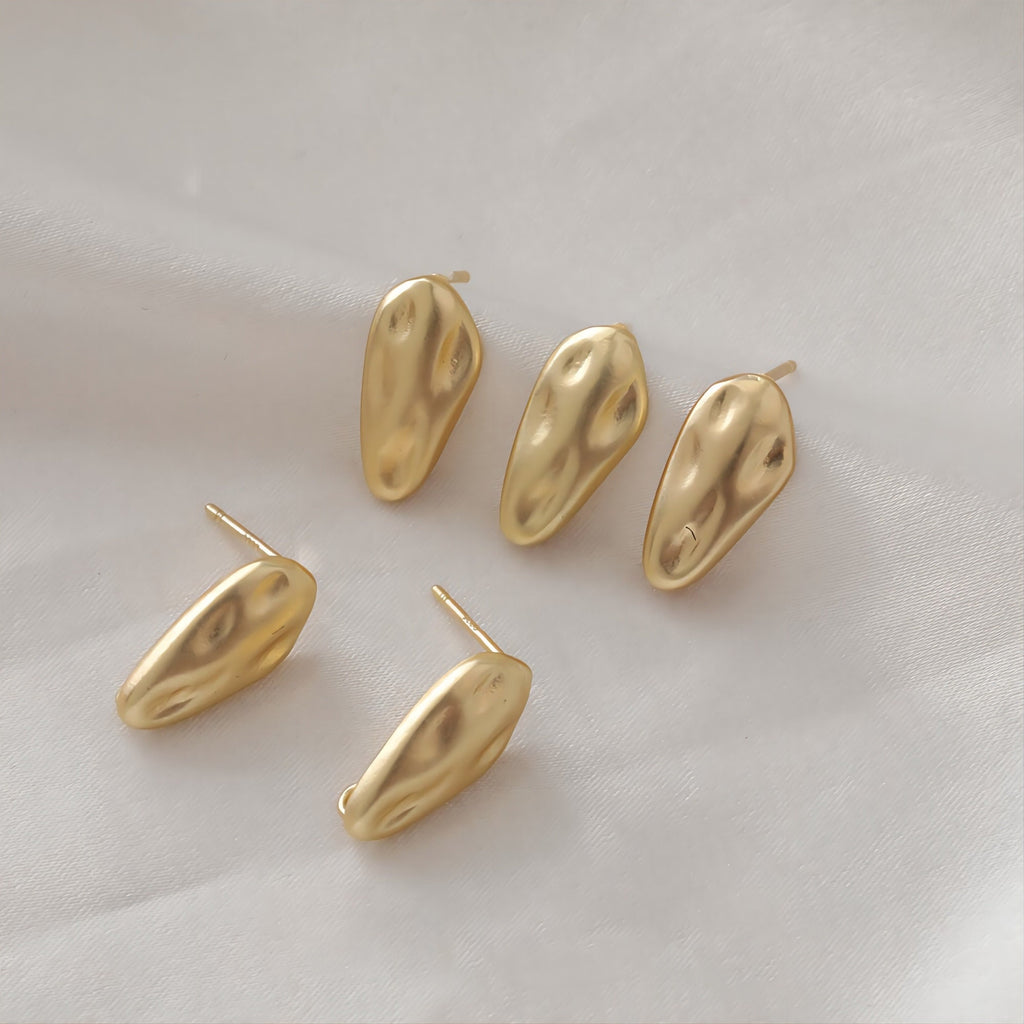 Irregular Stone Ear Post With Loop, S925 Silver Ear Pin Nickel Free Earrings, Gold Ear Stud, Hypoallergenic Earring Findings JJ016-ZX7001