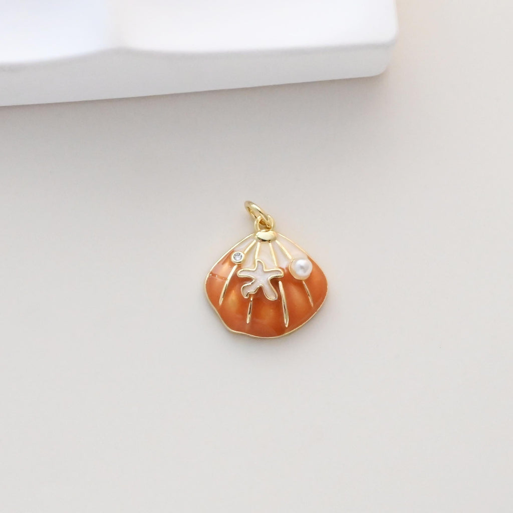 قلادات متدلية من صدفة المينا، مطلية بالذهب عيار 18 قيراطًا، قلادة مستوحاة من الحياة البحرية، قلادة صدفة مصنوعة يدويًا، قلادة لصنع الأقراط، قطع مجوهرات S1317