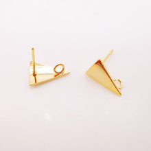 Load image into Gallery viewer, 10pcs Gold Triangle Earring Post With Loop, Nickel Free Earrings, Ear Stud Loop, Hypoallergenic Earring Findings Z054