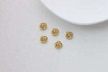 Load image into Gallery viewer, Flower Pendant, CZ Pave Flower Charms, Openwork Flower Charms, 18K Gold Plated, For Necklace And Earrings Making, Jewelry Findings D0376
