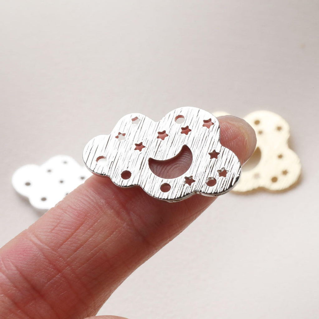 Brushed Cloud Hollow Connector, 14K Gold/Silver Plated Earring Making Findings, 25*16.9mm Jewelry Findings GZ736