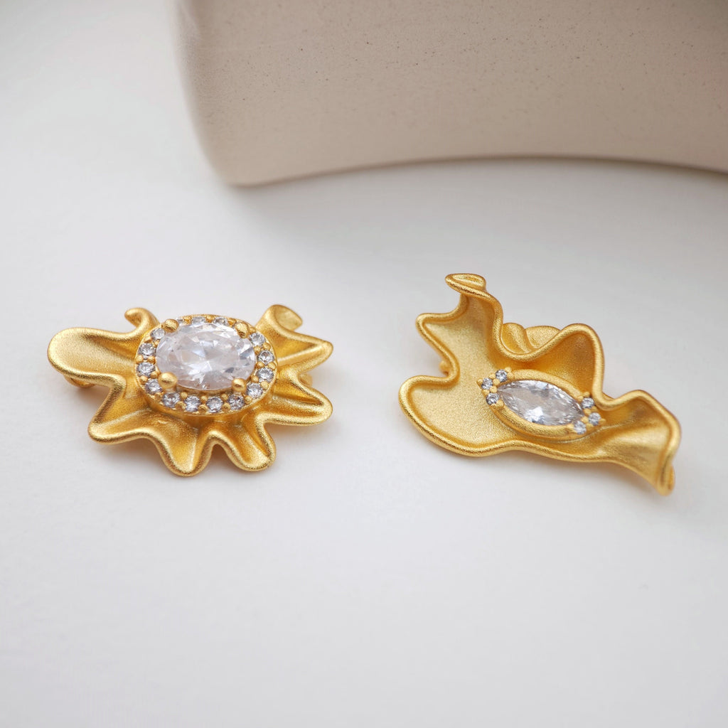 Dije irregular Danity con 2 anillas, colgante pavé de circonitas, accesorio para hacer pulseras y collares, chapado en oro mate S1167