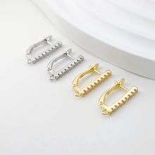 Load image into Gallery viewer, CZ Pave English lock with loop, Gold/Rhodium Plated Earring hoop, Hypoallergenic &amp; Nickel-Free，DIY Handmade Earring Findings Supplies D0088
