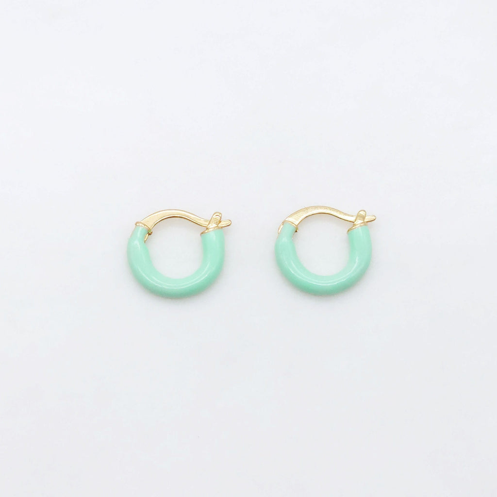 Multicolor Enamel Ear Hoops, 15mm, 9 colours you choose, 18K Gold Plated Leverback Earrings, Huggie Hoops Earring S20521