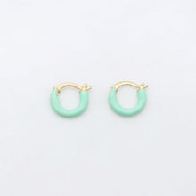 Load image into Gallery viewer, Multicolor Enamel Ear Hoops, 15mm, 9 colours you choose, 18K Gold Plated Leverback Earrings, Huggie Hoops Earring S20521