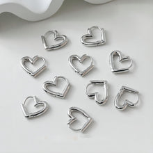 Load image into Gallery viewer, Heart Hoop Earring, S925 Silver Ear Pin, Huggie Hoops Earring Finding, Heart Ear Hoops, 17mm, 22mm, hoop earrings GE033