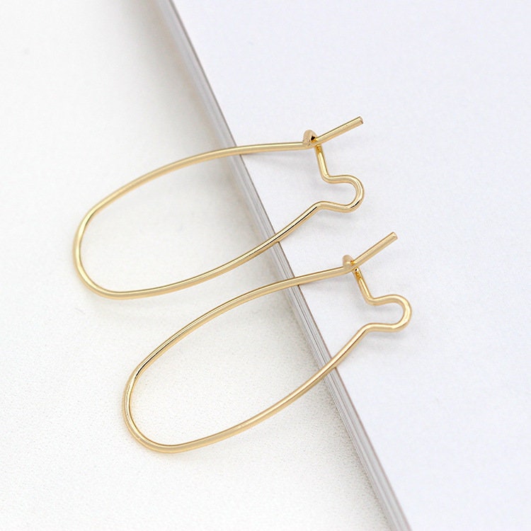 20pcs- Hoop Earring Finding, 20mm, 30mm, 14K Gold Plated Nickel Free Oval Earring Hoops, DIY Earring Charms, Earring Making Findings Z087