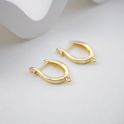 Polished English lock with loop, Gold/Rhodium Plated Earring hoop, Hypoallergenic & Nickel-Free，DIY Handmade Earring Findings Supplies D0087