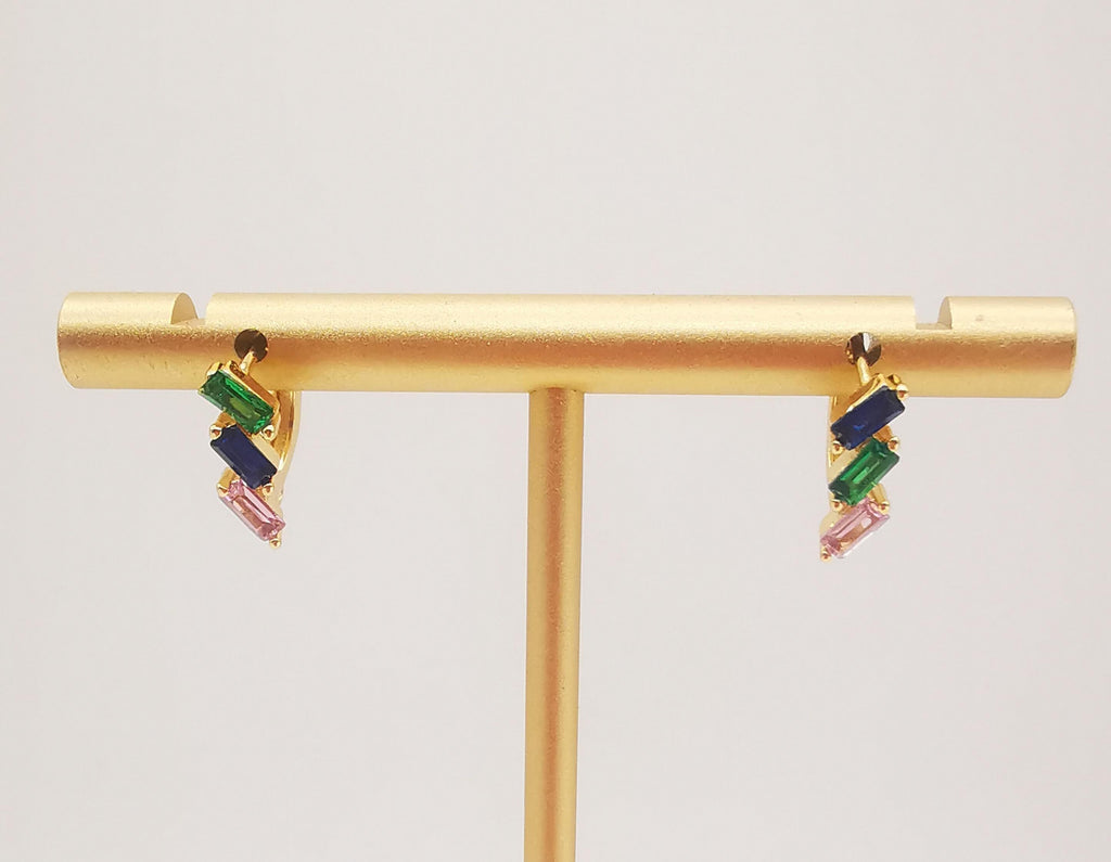 أقراط أذن مكعبة مرصعة بالكريستال مع حلقة، 13 مم، مطلية بالذهب عيار 18 قيراطًا، أقراط دائرية كبيرة S1057