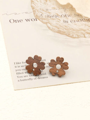 4PCS Wood Earrings, Flower Type Wooden Earrings for women, Reclaimed Walnut Wood, Nickel Free,Boho Wood Earring Finding JT938-JT001