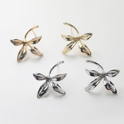 Flower Ear Post With Loop, S925 Silver Ear Pin Nickel Free Earrings, Gold/Silver Ear Stud, Hypoallergenic Earring Findings GZ719